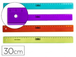 Regla M+R plástico colores surtidos con bisel 30cm.